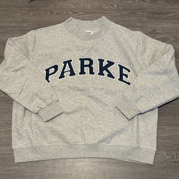 Parke Tops - PARKE Nostalgia Varsity Mockneck Classic Grey + Denim NWT